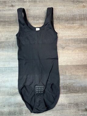 Black Shapewear Bodysuit Scoop Neck with Hook Closure -Stretchy, Feminine, M/L